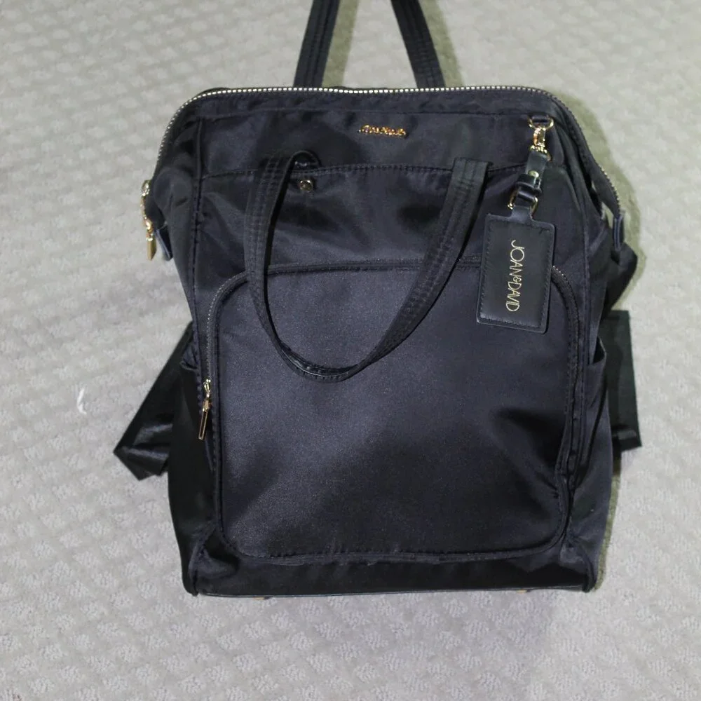 Joan & David Black Nylon Laptop Travel Backpack Bag EUC